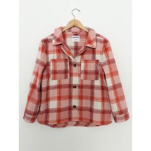 Old Navy Girls Peach Plaid Oversized Shacket Jacket Preppy NWT (XXL/18)